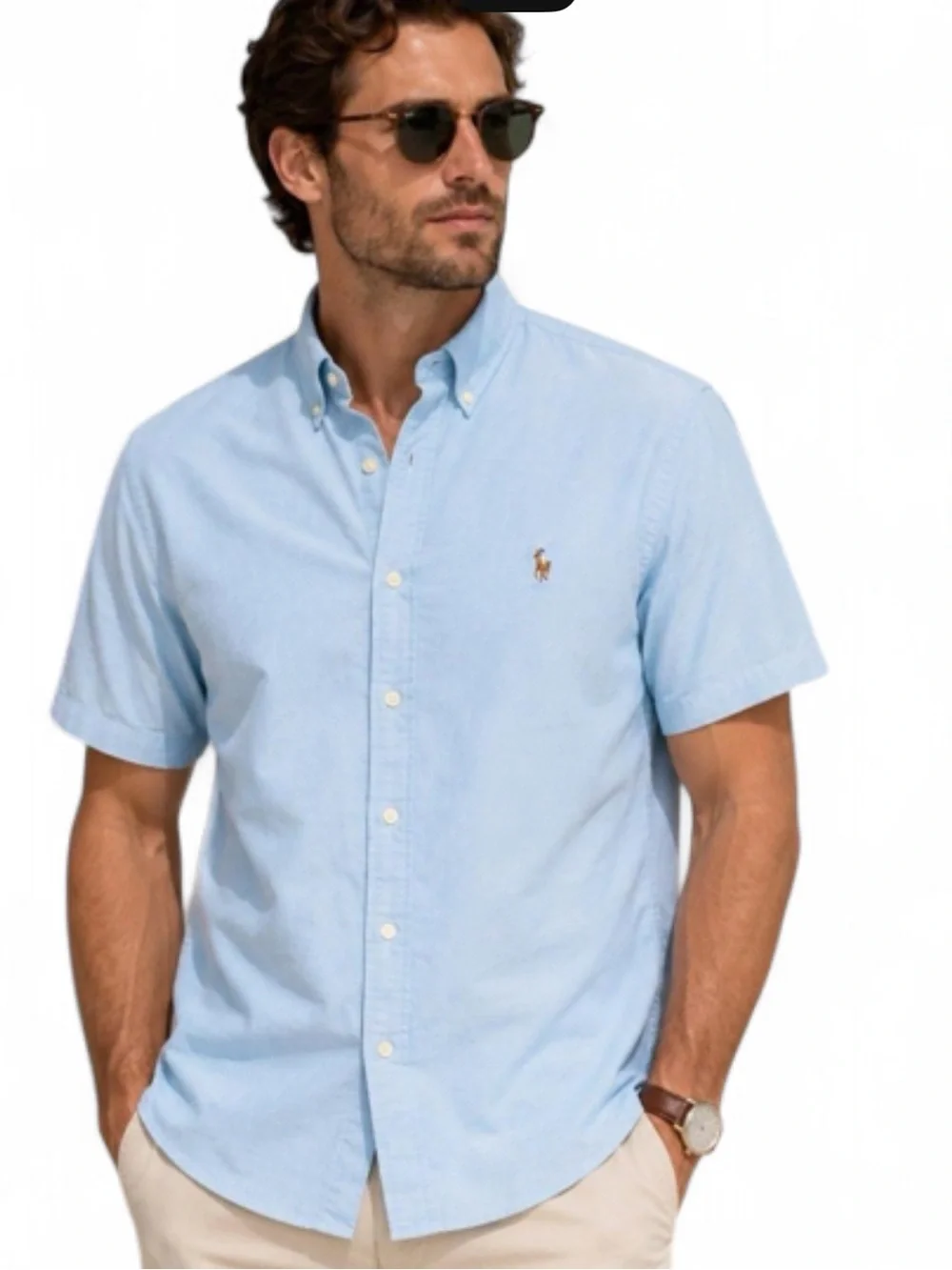Polo by Ralph Lauren Light Blue Short-Sleeve Button-Down Shirt
